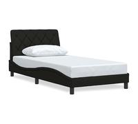 Cadre de lit sans matelas, 100 x 200 cm, noir, en tissu, moderne, pour chambre à coucher, stable et durable, avec tête de lit, montage facile