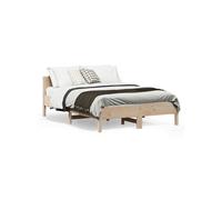 Cadre de Lit avec Tête de Lit, Lit Double avec Sommier à Lattes, Lit Adulte, Meuble de Chambre, Moderne, 140x190 cm Bois de Pin Massif