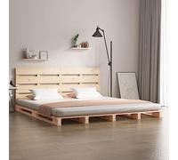 Cadre de lit sans Matelas 180x200 cm Bois Massif de pin en Moderne sommier Design Chambre a Coucher Structure Solide Cadre lit Adulte Lits en Bois Naturel