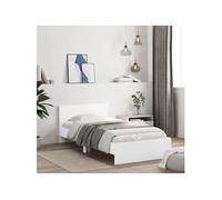 Cadre de lit sans matelas avec tête de lit blanc 100x200 cm