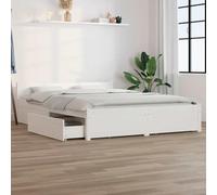 Cadre de lit sans Matelas avec tiroirs Blanc 120x200 cm sommier Inclus lit tiroir Rangement Chambre Moderne Cadre Bois Blanc