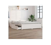 Cadre de lit sans matelas avec tiroirs blanc 160x200 cm