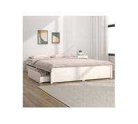 Vidaxl Cadre De Lit Avec Tiroirs Blanc 200x200 Cm Blanc