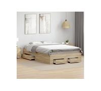 Cadre de lit sans matelas avec tiroirs Double en bois d'ingénierie 3345114