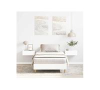 Cadre de lit sans matelas blanc 100x200 cm bois d'ingénierie, meuble de chambre à coucher, sommier, lit simple, lit, 861039