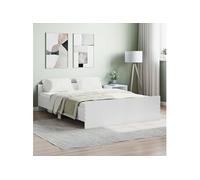 vidaXL Cadre de Lit avec Tête de Lit Pied de Lit, Lit Double avec Sommier à Lattes, Lit Adulte, Meuble de Chambre, Moderne, Blanc 140x190 cm Blanc