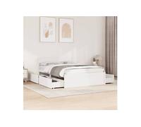 vidaXL Cadre de lit 140x190 cm avec tiroirs en bois de pin massif blanc