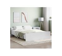 Vidaxl Cadre De Lit Avec Tête De Lit Et Pied De Lit Blanc 160x200 Cm Multicolore