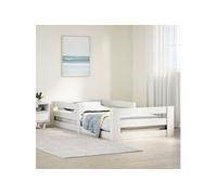 Cadre de lit sans matelas blanc 70x140 cm bois de pin massif, meuble de chambre à coucher, sommier, lit en bois, lit, 855688