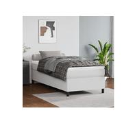 vidaXL Cadre de lit rembourré 3121018 – 90x190 cm simili cuir blanc, sommier à lattes