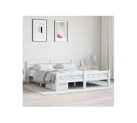 vidaXL Cadre de lit Blanc Bois de pin massif 160x200 cm
