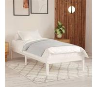 Cadre de lit sans matelas blanc bois massif 100x200 cm Blanc G