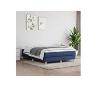 Cadre de lit sans matelas bleu 140x200 cm tissu