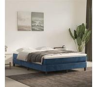vidaXL Cadre de lit à ressorts rembourré double 140x190 cm Velours Bleu foncé avec sommier à lattes