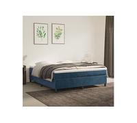 Cadre de lit sans matelas bleu foncé 160x200 cm velours