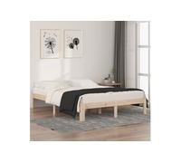 vidaXL Cadre de lit 810345 – Cadre à lattes sur pied, lit double en bois de pin