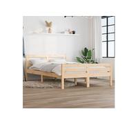 Vidaxl Cadre De Lit Bois Massif 140x190 Cm Marron