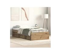 Cadre de lit sans matelas chêne artisanal 90x190 cm, meuble de chambre, sommier,, lit, lit simple 3328826