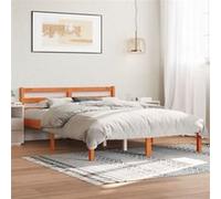Cadre de Lit, Lit Double avec Sommier à Lattes, Lit Adulte, Meuble de Chambre à Coucher, Cire Marron 140x190 cm Bois de Pin Massif