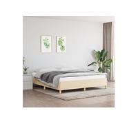 vidaXL Cadre de Lit à Ressorts, Lit Rembourré, Lit Double avec Sommier à Lattes, Lit Adulte de Chambre à Coucher, Moderne, Crème 160x200 cm Tissu