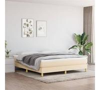 vidaXL Cadre de lit rembourré double moderne avec sommier à lattes, tissu crème 180x200 cm