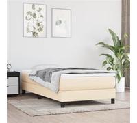 vidaXL Cadre de lit rembourré avec sommier à lattes – Lit simple moderne – Crème 90x200 cm tissu