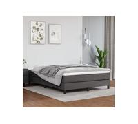vidaXL Cadre de lit rembourré à lattes – Lit double 140x190 cm, similicuir gris, moderne