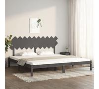 Cadre de lit sans Matelas Gris 200x200 cm Bois Massif pin avec tête de lit Confortable sommier à Lattes Robuste pour Chambre Moderne Chambre à Coucher Adulte