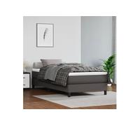 vidaXL Cadre de Lit, Lit Rembourré, Lit Simple, Lit Adulte, Meuble de Chambre à Coucher Intérieur, Moderne, Gris 80x200 cm Similicuir