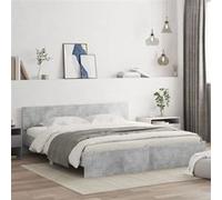 vidaXL Cadre de lit avec tête de lit gris béton 200x200 cm