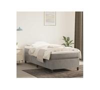 Cadre de lit sans matelas gris clair 100x200 cm velours