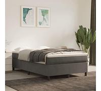 vidaXL Cadre de Lit à Ressorts, Lit Rembourré, Lit Double avec Sommier à Lattes, Lit Adulte de Chambre à Coucher, Moderne, Gris Foncé 120x200 cm Velours