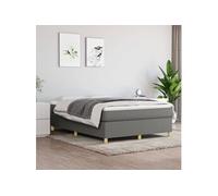 vidaXL Cadre de lit rembourré à ressorts, sommier à lattes – Tissu gris foncé 140x190 cm