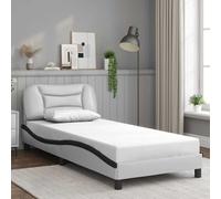 vidaXL Bedframe met hoofdbord kunstleer wit en zwart 140x190 cm3208001 Blanc G