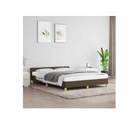 vidaXL Cadre de lit avec tête de lit Marron foncé 140x190 cm Tissu