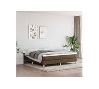 vidaXL Cadre de lit double rembourré 160x200 cm, sommier à lattes, tissu marron foncé