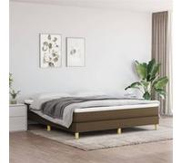 vidaXL Cadre de lit double rembourré 160x200 cm, sommier à lattes, tissu marron foncé