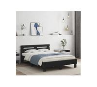 vidaXL Cadre de Lit avec Tête de Lit, Lit Double avec Sommier à Lattes, Lit Adulte, Meuble de Chambre, Moderne, Noir 120x190 cm Bois d'Ingénierie