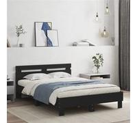 vidaXL Cadre de Lit avec Tête de Lit, Lit Double avec Sommier à Lattes, Lit Adulte, Meuble de Chambre, Moderne, Noir 120x190 cm Bois d'Ingénierie