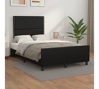 Cadre de lit sans Matelas Noir 120x200 cm Similicuir avec tête de lit réglable Robuste Soutien Lombaire Lattes contreplaqué Design Luxueux Moderne pour Chambre à Coucher Salon séjour Linge Maison