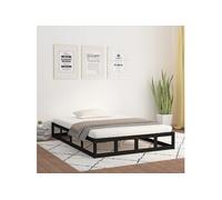 vidaXL Cadre de lit Noir 140x190 cm Bois massif Marron