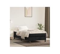 vidaXL Sommier rembourré à lattes 25 cm Velours Noir 80x200 cm pour lit simple adulte