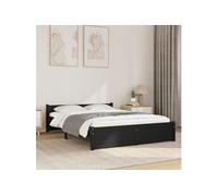 vidaXL Cadre de Lit Sommier à Lattes Lit Adulte Cadre à Lattes sur Pied Meuble de Chambre à Coucher Lit Double Noir Bois Massif 140x190 cm
