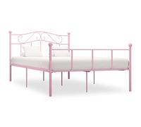 Cadre de lit sans Matelas Rose métal 160x200 cm élégant Structure renforcée sommier à Lattes Design Moderne pour Chambre château Adolescent lit Plateforme antidérapant Durable Maison Chambre Adulte