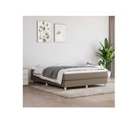 vidaXL Cadre de lit à ressorts rembourré Lit double 140x190 cm – Sommier à lattes, taupe tissu