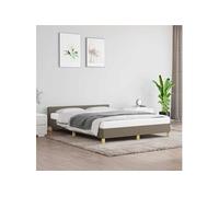 vidaXL Cadre de lit avec tête de lit Marron foncé 140x190 cm Tissu