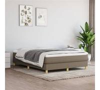 vidaXL Cadre de lit à ressorts rembourré Lit double 140x190 cm – Sommier à lattes, taupe tissu