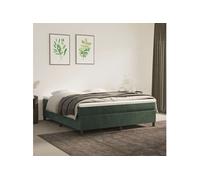 Cadre de lit sans matelas vert foncé 160x200 cm velours