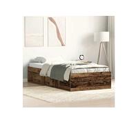 vidaXL Cadre de lit sans matelas vieux bois 90x190 cm bois ingénierie, meuble de chambre, sommier,, lit, lit simple 3328825 Marron