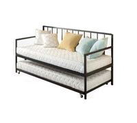 Cadre de lit simple 2 en 1 avec gigogne, base en métal industriel pour adultes et enfants, pas besoin de sommier tapissier